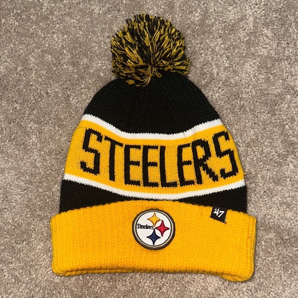 47 Brand Steelers Pom Beanie - Black and Yellow